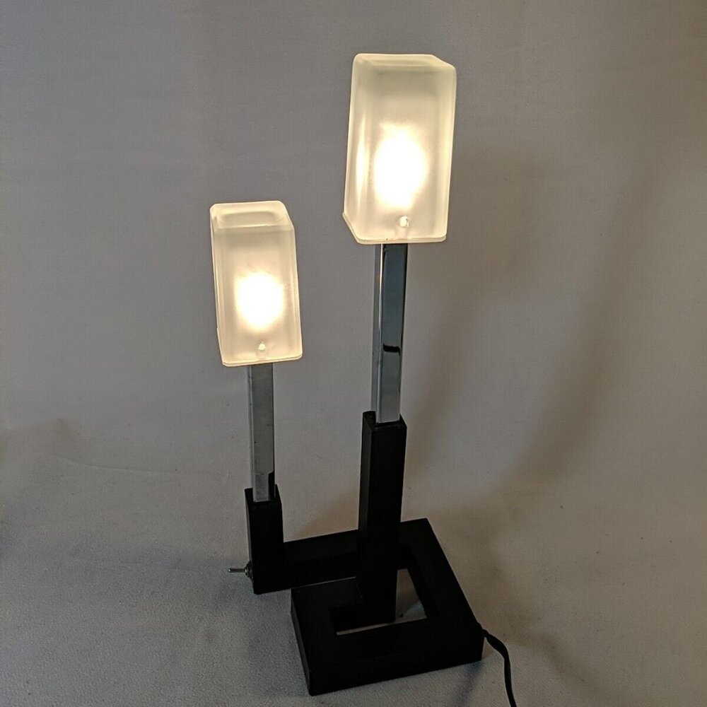 IKEA Korsby Table Lamp 2 Light Black Postmodern Industrial Accent Rectangles HTF - Picture 2 of 14